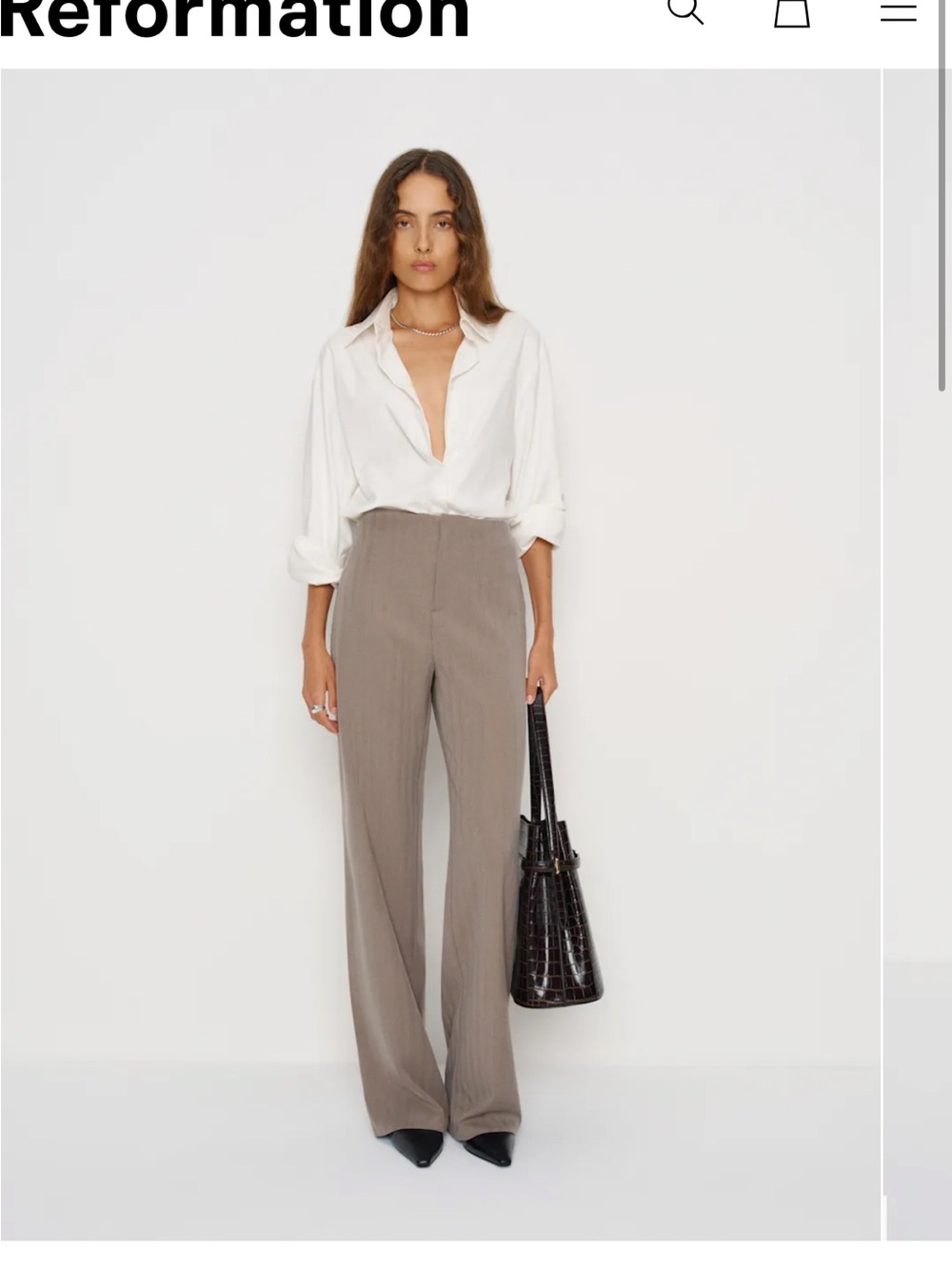 NWT Reformation Vida High Rise Pant Grey - Size 6